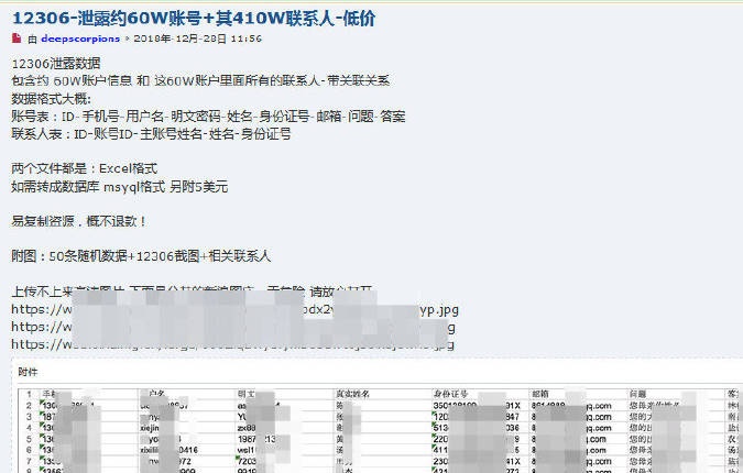 网络上有人公开售卖12306旅客信息。    网络图片